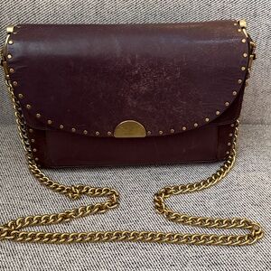 Coach Leather Crossbody Bag with Gold Chain